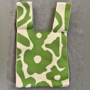 Mini Knot Wrist Bag wristlet knitted green flower tote NEW